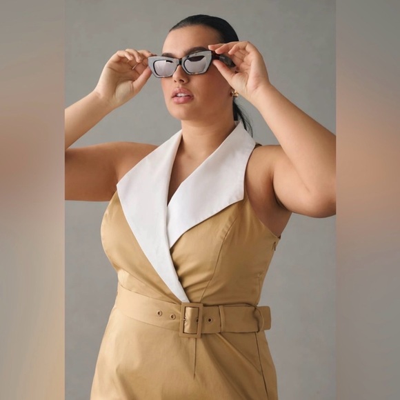 Anthropologie Hutch Sleeveless Collared Dress in Tan size 0 - Picture 2 of 9